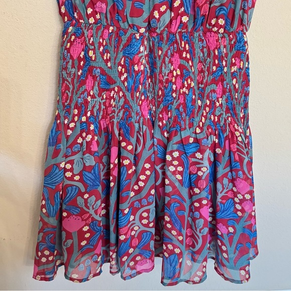 Entro Floral Print Multi Color Mini Dress with Ruffle Sleeves Size S Cottage - Picture 7 of 16
